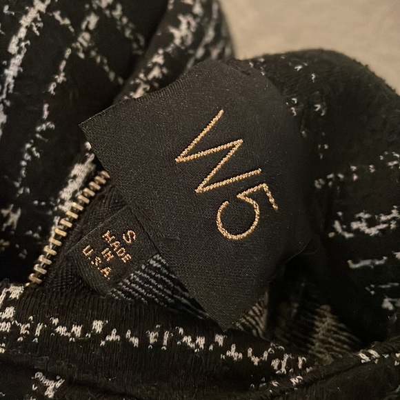 W5 Blouse career Boat neck polyester spandex blend white black medium - Picture 3 of 4